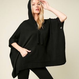 🆕 NWT Knit Hoodie Poncho With Front Pocket